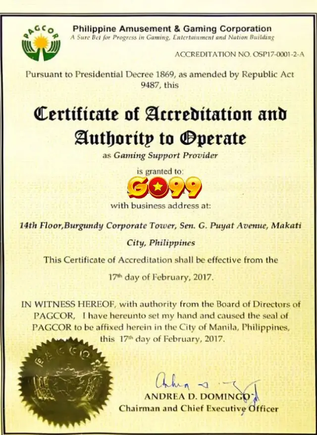 Giấy phép go99